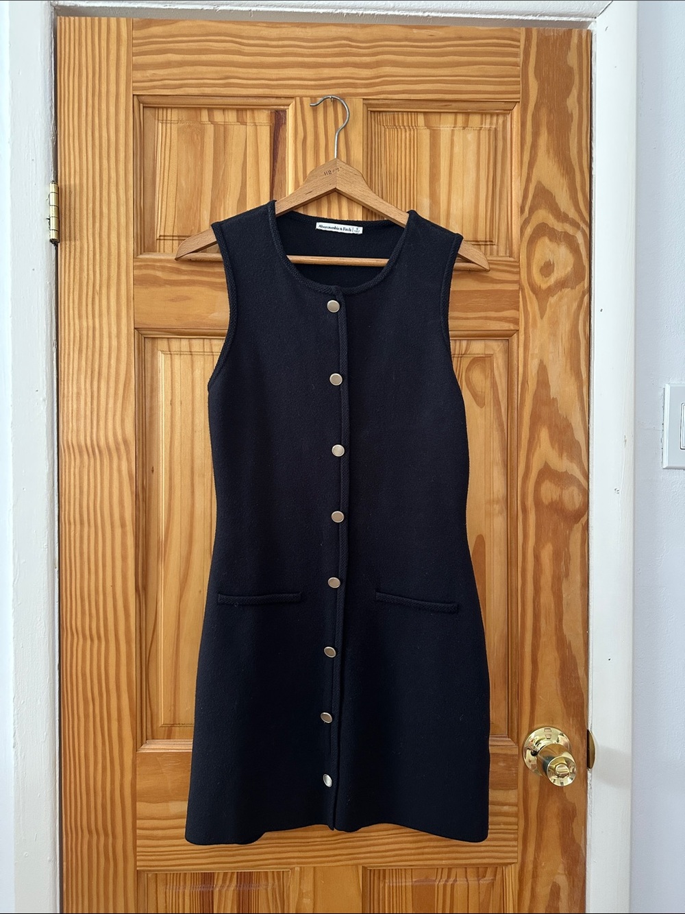 Abercrombie & Fitch Black Knit Button-Down Mini Dress - Size S